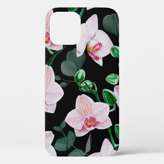Aquarell-Orchideenblüten und Eukalyptusblätter pa Case-Mate iPhone Hülle (Rückseite)