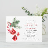 Aquarell Ornament CHRISTMAS FERIENHAUS Einladung (Stehend Vorderseite)