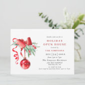 Aquarell Ornament CHRISTMAS FERIENHAUS Einladung (Stehend Vorderseite)