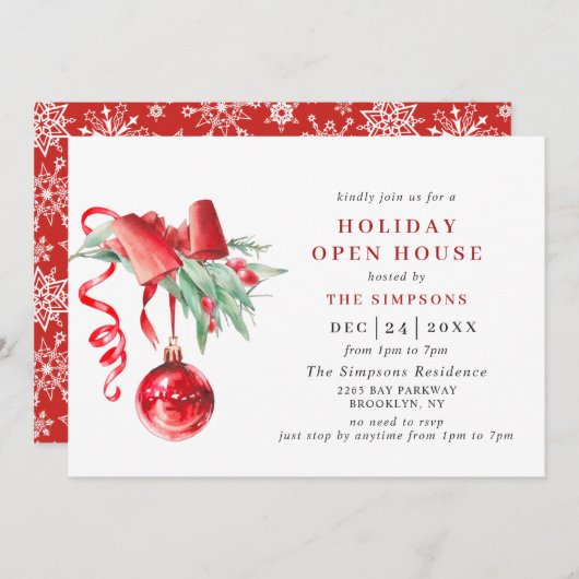 Aquarell Ornament CHRISTMAS FERIENHAUS Einladung (Vorne/Hinten)