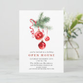 Aquarell Ornament CHRISTMAS FERIENHAUS Einladung (Stehend Vorderseite)