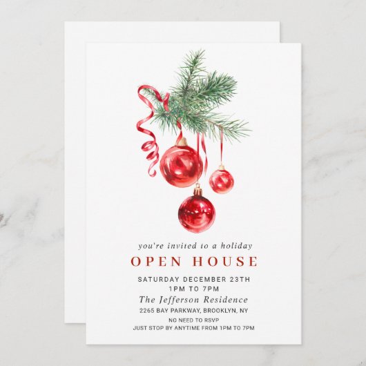 Aquarell Ornament CHRISTMAS FERIENHAUS Einladung (Vorne/Hinten)