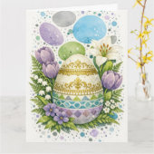 Aquarell-Oster-Ei mit Blumen Karte (Gelbe Blume)