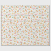Aquarell-Oster-Eier, Karotten & Frühlingsblumen Geschenkpapier (Flach)