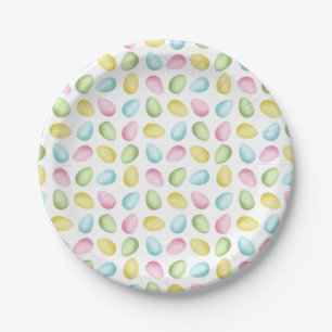 Aquarell-Oster-Eier Pastell Bunter Muster Pappteller