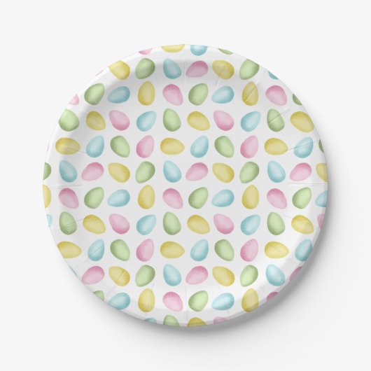Aquarell-Oster-Eier Pastell Bunter Muster Pappteller (Vorderseite)