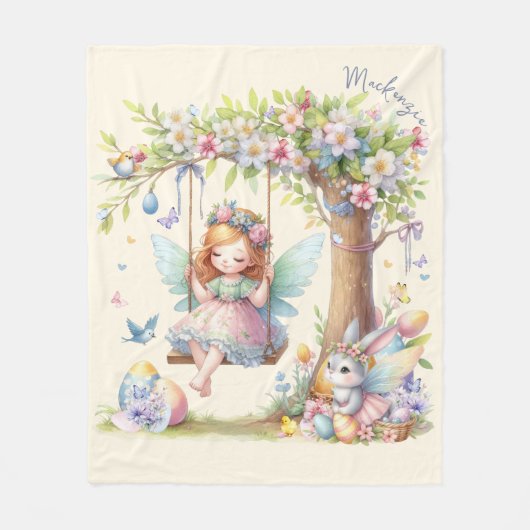 Aquarell-Oster-Frühlingsfee Fleecedecke (Vorderseite)