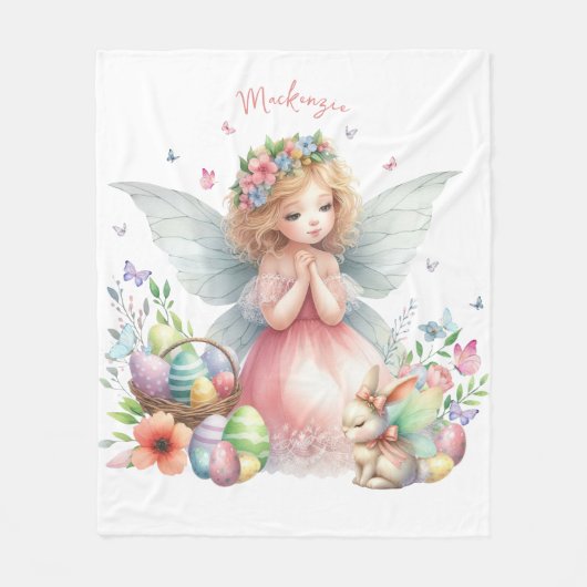 Aquarell-Oster-Frühlingsfee Fleecedecke (Vorderseite)
