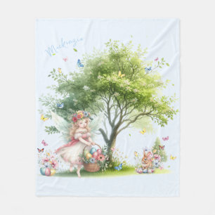 Aquarell-Oster-Frühlingsfee Fleecedecke