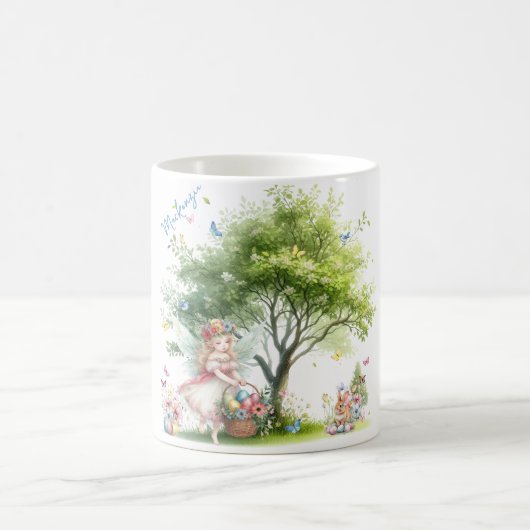 Aquarell-Oster-Frühlingsfee Kaffeetasse (Mittel)