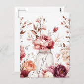 Aquarell Oster Postkarte mit Ostereiern und Blumen (Vorne/Hinten)