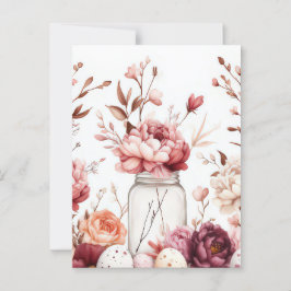 Aquarell Oster Postkarte mit Ostereiern und Blumen
