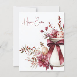 Aquarell Oster Postkarte mit Ostereiern und Blumen