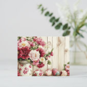 Aquarell Oster Postkarte mit Ostereiern und Blumen (Stehend Vorderseite)