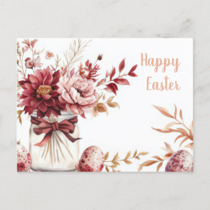 Aquarell Oster Postkarte mit Ostereiern und Blumen