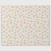 Aquarell-Ostereier, Karotten & Frühlingsblumen Geschenkpapier (Flach)