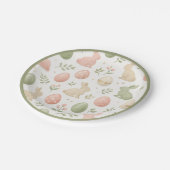 Aquarell-Osterhase & Eier Pastell-Party Pappteller (Schrägansicht)