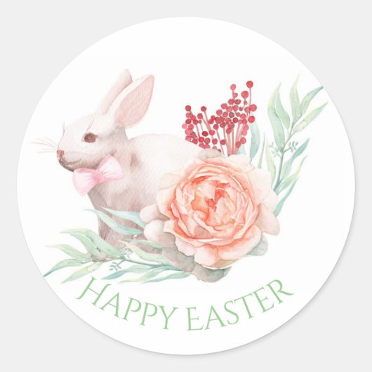 Aquarell-Osterhase Runder Aufkleber (Vorderseite)