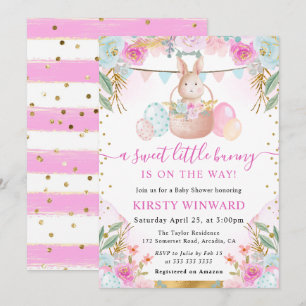 Aquarell-Osterhase und Blumen Baby Shower Einladung