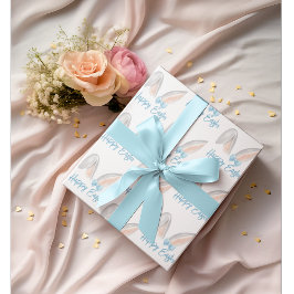 Aquarell-Osterhasenohren mit blauem Band Frühling Geschenkpapier