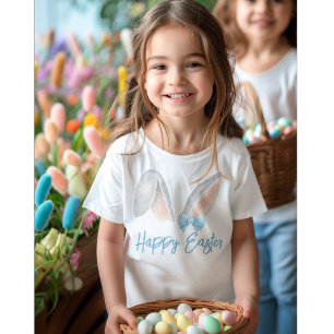 Aquarell-Osterhasenohren mit blauem Band Frühling T-Shirt