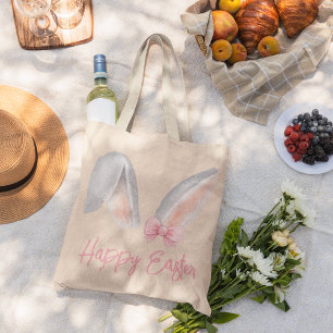 Aquarell-Osterhasenohren mit rosa Schleife Frühlin Jumbo Stoffbeutel