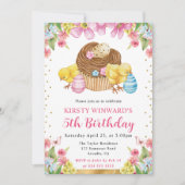 Aquarell Osterküken Frühling 5. Geburtstag Einladung (Vorderseite)