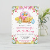 Aquarell Osterküken Frühling 5. Geburtstag Einladung (Stehend Vorderseite)