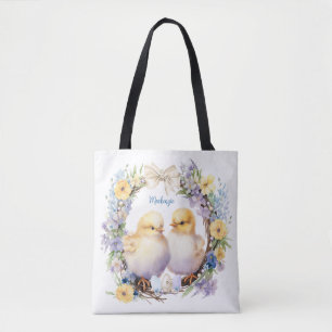 Aquarell-Osterküken personalisiert Tasche