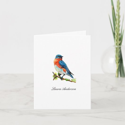 Aquarell-Ostern Blaue Vogel gefaltete Karte (Vorderseite)