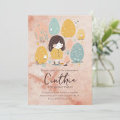 Aquarell Osterpasta Kleinkind Mädchen Geburtstag Einladung (Stehend Vorderseite)