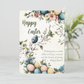 Aquarell Ostervögel & Eier Feiertagskarte (Stehend Vorderseite)