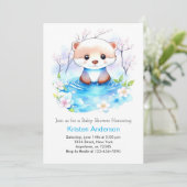 Aquarell Otter Blue Floral Boy Baby Dusche Einladung (Stehend Vorderseite)