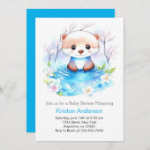 Aquarell Otter Blue Floral Boy Baby Dusche Einladung (Vorne/Hinten)