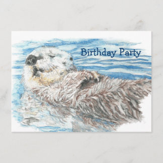 Aquarell Otter Tier GEBURTSTAG Fun PARTY laden Einladung