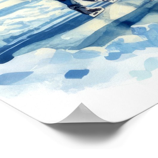 Aquarell Outdoor Ice Skaten Winter Resort Poster (Ecke)