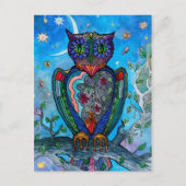 Aquarell Owl Fantasy Illustration. Mairytale Postkarte (Vorderseite)