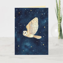 Aquarell Owl Starry Night Xmas Family Foto