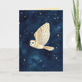 Aquarell Owl Starry Night Xmas Family Foto Karte