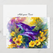 Aquarell-Ozean-Delfine-Tropische Blumen Ankündigung (Vorne/Hinten)