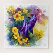 Aquarell-Ozean-Delfine-tropische-Blumen Puzzle (Horizontal)