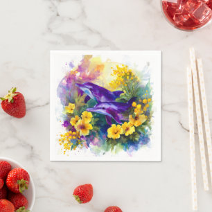 Aquarell-Ozean-Delfine-tropische Blumen Serviette