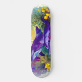 Aquarell-Ozean-Delfine Tropische Blumen Skateboard (Vorderseite)