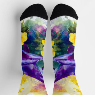 Aquarell-Ozean-Delfine Tropische Blumen Socken