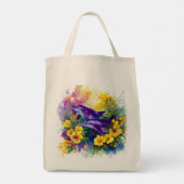 Aquarell-Ozean-Delfine-Tropische Blumen Tragetasche (Rückseite)