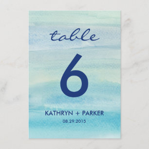 Aquarell-Ozean-Doppelseitige-Tischnummer-Karte Einladung