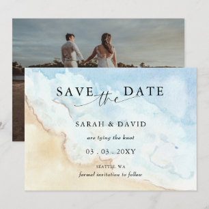 Aquarell-Ozean-Meer-Sommer-Strand-Foto Save The Date