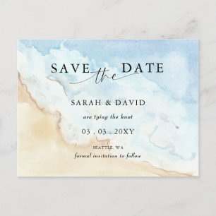 Aquarell-Ozean-Meer-Sommer-Strand-Save-the-Date Ankündigungspostkarte