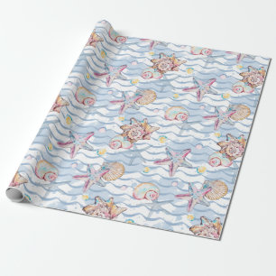 Aquarell-Ozean-Meeres-Tiere-Muster Geschenkpapier
