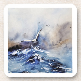 Aquarell-Ozean-Möwe-Hartplastik-Untersetzer Getränkeuntersetzer